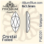 PREMIUM Navette Flat Back (PM2201) 11x3mm - Clear Crystal With Foiling