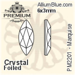 プレミアム Marquise Flat Back (PM2201) 11x3mm - クリスタル エフェクト 裏面フォイル