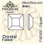 PREMIUM Square Flat Back (PM2400) 3mm - Clear Crystal With Foiling