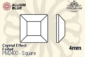 PREMIUM Square Flat Back (PM2400) 4mm - Crystal Effect With Foiling