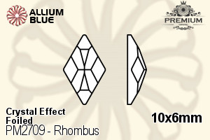 PREMIUM CRYSTAL Rhombus Flat Back 10x6mm P001STL F