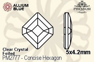 PREMIUM Concise Hexagon Flat Back (PM2777) 5x4.2mm - Clear Crystal With Foiling