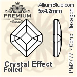 PREMIUM Concise Hexagon Flat Back (PM2777) 5x4.2mm - Clear Crystal With Foiling