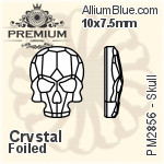 PREMIUM Skull Flat Back (PM2856) 8x6mm - Clear Crystal With Foiling