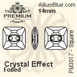 PREMIUM Square Sew-on Stone (PM3017) 14mm - Crystal Effect With Foiling