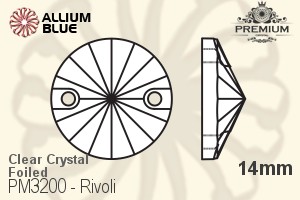 PREMIUM Rivoli Sew-on Stone (PM3200) 14mm - Clear Crystal With Foiling