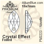 PREMIUM Navette Sew-on Stone (PM3223) 15x7mm - Crystal Effect With Foiling