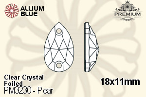 PREMIUM Pear Sew-on Stone (PM3230) 18x11mm - Clear Crystal With Foiling