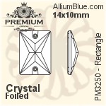 PREMIUM Rectangle Sew-on Stone (PM3250) 14x10mm - Clear Crystal With Foiling