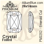 PREMIUM Emerald Cut Sew-on Stone (PM3252) 14x10mm - Crystal Effect With Foiling