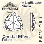 PREMIUM Trilliant Sew-on Stone (PM3272) 16mm - Crystal Effect With Foiling