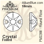 PREMIUM Round Rose Sew-on Stone (PM3288) 10mm - Clear Crystal With Foiling