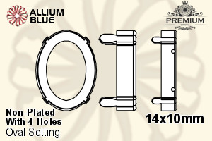 PREMIUM Oval Setting (PM4130/S), With Sew-on Holes, 14x10mm, Unplated Brass