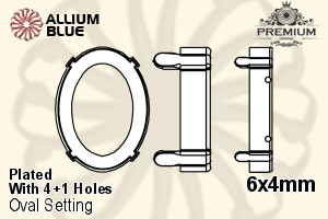 PREMIUM Oval Setting (PM4130/S), With Sew-on Holes, 6x4mm, Plated Brass