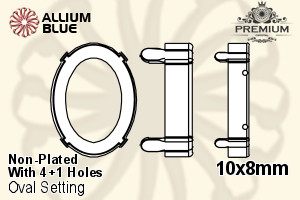 PREMIUM Oval Setting (PM4130/S), With Sew-on Holes, 10x8mm, Unplated Brass