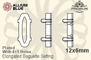 PREMIUM Elongated Baguette Setting (PM4161/S), With Sew-on Holes, 12x6mm, Plated Brass