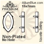 PREMIUM Navette Setting (PM4200/S), With Sew-on Holes, 12x3.5mm, Unplated Brass