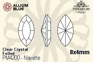 PREMIUM Navette Fancy Stone (PM4200) 8x4mm - Clear Crystal With Foiling