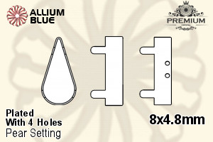 PREMIUM Pear Setting (PM4300/S), With Sew-on Holes, 8x4.8mm, Plated Brass