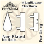 PREMIUM Pear Setting (PM4300/S), With Sew-on Holes, 13x7.8mm, Unplated Brass