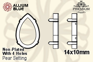 PREMIUM Pear Setting (PM4320/S), With Sew-on Holes, 14x10mm, Unplated Brass