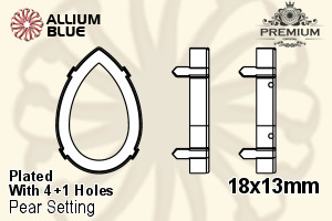 PREMIUM Pear Setting (PM4320/S), With Sew-on Holes, 18x13mm, Plated Brass