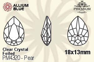 PREMIUM Pear Fancy Stone (PM4320) 18x13mm - Clear Crystal With Foiling