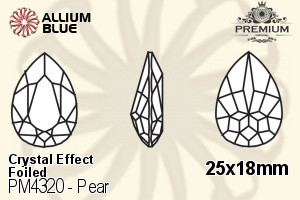 PREMIUM Pear Fancy Stone (PM4320) 25x18mm - Crystal Effect With Foiling