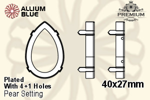 PREMIUM Pear 石座, (PM4327/S), 縫い穴付き, 40x27mm, メッキあり 真鍮