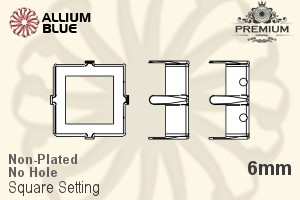 PREMIUM Square Setting (PM4400/S), No Hole, 6mm, Unplated Brass