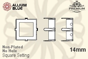 PREMIUM Square Setting (PM4400/S), No Hole, 14mm, Unplated Brass