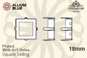 PREMIUM Square Setting (PM4400/S), With Sew-on Holes, 18mm, Plated Brass