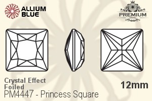 PREMIUM CRYSTAL Princess Square Fancy Stone 12mm Crystal Aurore Boreale F