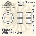 PREMIUM Cushion Cut Setting (PM4470/S), No Hole, 18mm, Unplated Brass