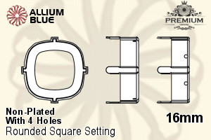 PREMIUM Cushion Cut Setting (PM4470/S), With Sew-on Holes, 16mm, Unplated Brass