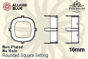 PREMIUM Cushion Cut Setting (PM4470/S), No Hole, 16mm, Unplated Brass