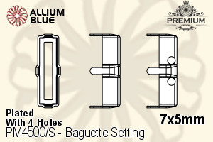 PREMIUM Baguette Setting (PM4500/S), With Sew-on Holes, 7x5mm, Plated Brass