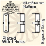 PREMIUM Baguette Setting (PM4500/S), With Sew-on Holes, 10x8mm, Plated Brass