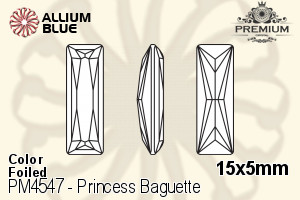 PREMIUM CRYSTAL Princess Baguette Fancy Stone 15x5mm Black Diamond F