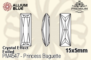 PREMIUM CRYSTAL Princess Baguette Fancy Stone 15x5mm Crystal Silver Shade F