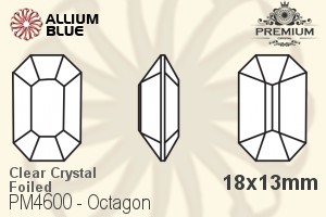 PREMIUM Octagon Fancy Stone (PM4600) 18x13mm - Clear Crystal With Foiling