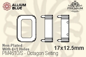 PREMIUM Octagon Setting (PM4610/S), With Sew-on Holes, 17x12.5mm, Unplated Brass