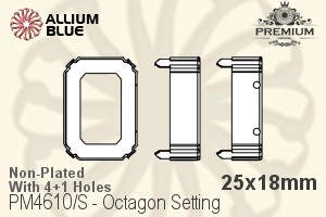 PREMIUM Octagon Setting (PM4610/S), With Sew-on Holes, 25x18mm, Unplated Brass