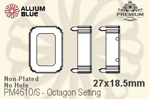 PREMIUM Octagon Setting (PM4610/S), No Hole, 27x18.5mm, Unplated Brass