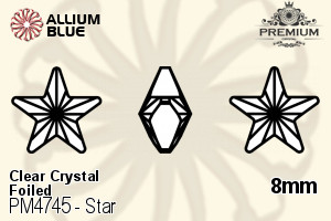 PREMIUM Star Fancy Stone (PM4745) 8mm - Clear Crystal With Foiling