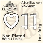 PREMIUM Heart Setting (PM4800/S), With Sew-on Holes, 8.8x8mm, Plated Brass