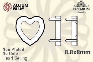 PREMIUM Heart Setting (PM4800/S), No Hole, 8.8x8mm, Unplated Brass