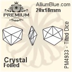 PREMIUM Tilted Dice Fancy Stone (PM4933) 20x18mm - Clear Crystal With Foiling