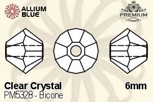 PREMIUM Bicone Bead (PM5328) 6mm - Clear Crystal