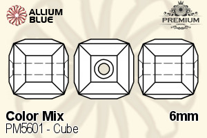 プレミアム Cube ビーズ (PM5601) 6mm - カラー Mix